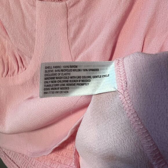 Lace Long Sleeve Crop Top Shirred Back, Wild Fable, Light Pink Large - Picture 6 of 7